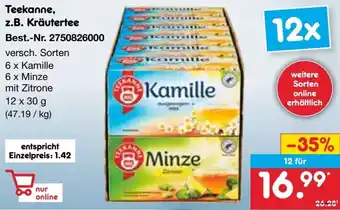 Netto Marken-Discount Teekanne, z.B. Kräutertee Angebot