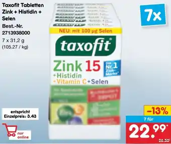 Netto Marken-Discount Taxofit Tabletten Zink + Histidin + Selen Angebot