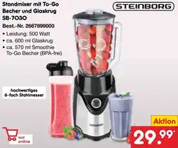Netto Marken-Discount STEINBORG Standmixer mit To-Go Becher und Glaskrug SB-7030 Angebot