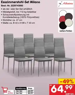 Netto Marken-Discount Albatros Esszimmerstuhl-Set Milano Angebot