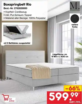 Netto Marken-Discount Boxspringbett Rio Angebot