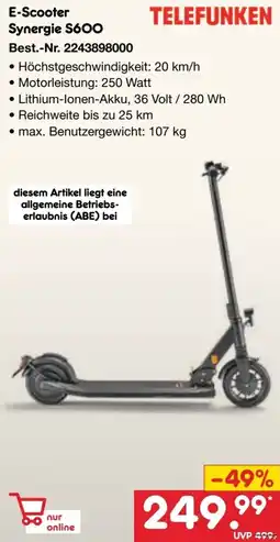 Netto Marken-Discount TELEFUNKEN E-Scooter Synergie S600 Angebot