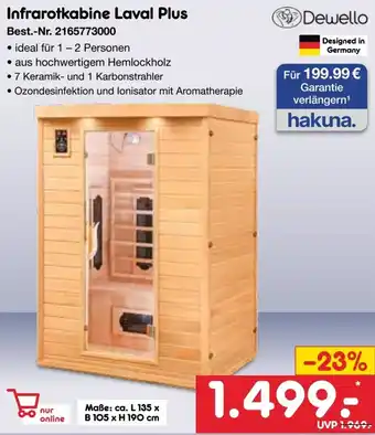 Netto Marken-Discount Dewello Infrarotkabine Laval Plus Angebot