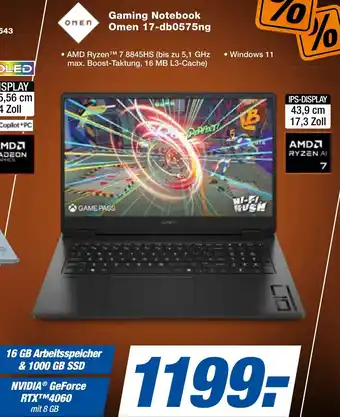 expert Techno Land Gaming Notebook Omen 17-db0575ng Angebot
