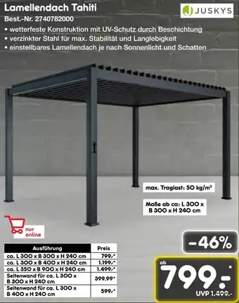 Netto Marken-Discount JUSKYS Lamellendach Tahiti Angebot