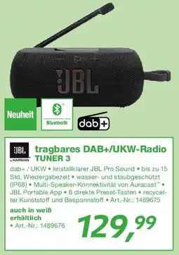 EP JBL tragbares DAB+/UKW-Radio TUNER 3 Angebot