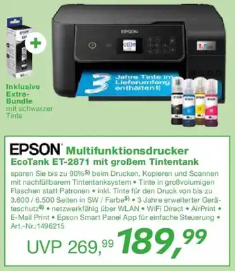 EP EPSON Multifunktionsdrucker EcoTank ET-2871 mit großem Tintentank Angebot