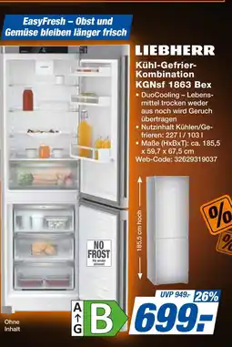 Expert Liebherr kühl-gefrier-kombination kgnsf 1863 bex Angebot