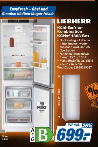 Expert Liebherr kühl-gefrier-kombination kgnsf 1863 bex Angebot