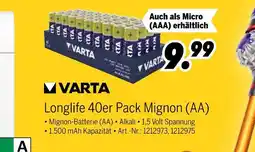 MEDIMAX Varta longlife 40er pack mignon (aa) Angebot