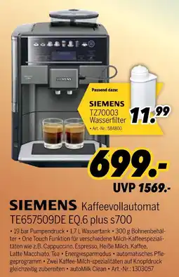 MEDIMAX Siemens kaffeevollautomat te657509de eq.6 plus s700 Angebot