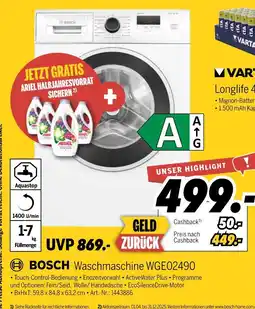 MEDIMAX Bosch waschmaschine wge02490 Angebot
