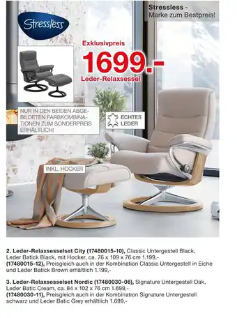 Möbelzentrum Pforzheim Stressless leder-relaxsesselset city Angebot