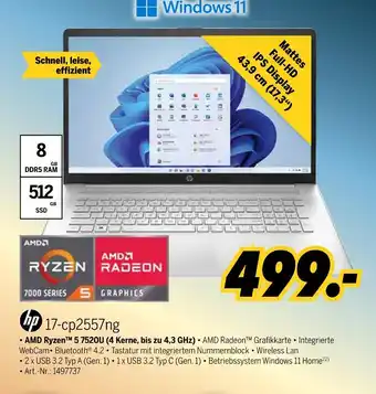 MEDIMAX Hp • amd ryzentm5 7520u (4 kerne, bis zu 4,3 ghz) Angebot