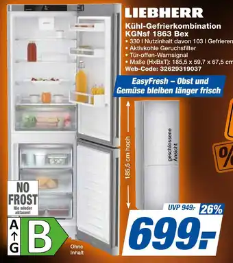 Expert Liebherr kühl-gefrierkombination kgnsft 1863 bex Angebot