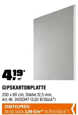 OBI GIPSKARTONPLATTE Angebot