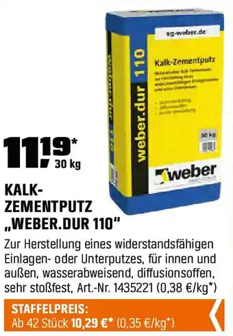 OBI Weber KALK- ZEMENTPUTZ ,,WEBER.DUR 110" Angebot