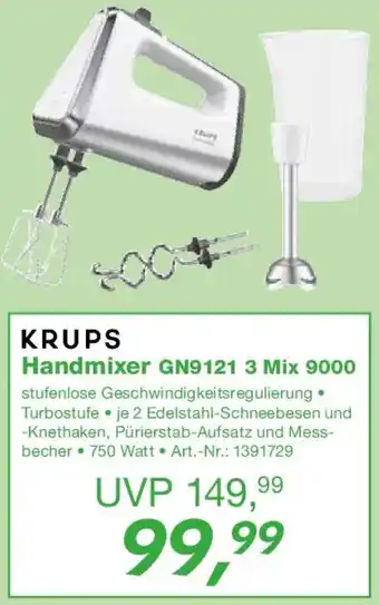 EP KRUPS Handmixer GN9121 3 Mix 9000 Angebot