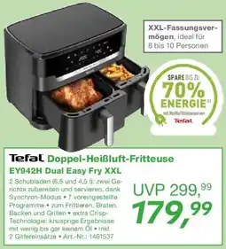EP Tefal Doppel-Heißluft-Fritteuse EY942H Dual Easy Fry XXL Angebot