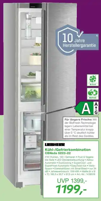 EP LIEBHERR Kühl-/Gefrierkombination CBNsda 5223-22 Angebot