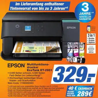 K+B Expert EPSON Multifunktionsdrucker EcoTank ET-2951 Angebot
