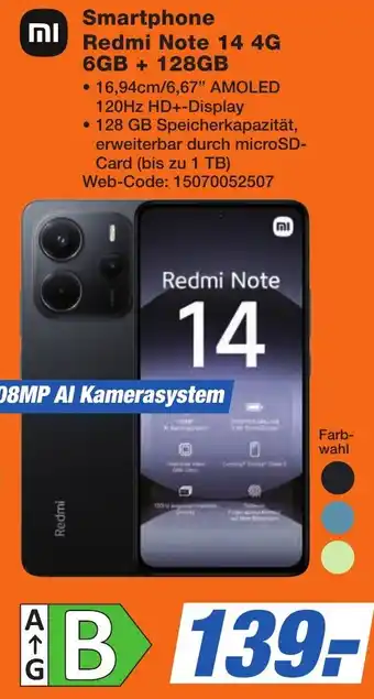 K+B Expert Smartphone Redmi Note 14 4G 6GB + 128GB Angebot