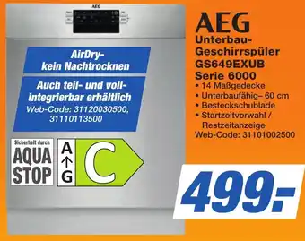 K+B Expert AEG Unterbau Geschirrspüler GS649EXUB Serie 6000 Angebot