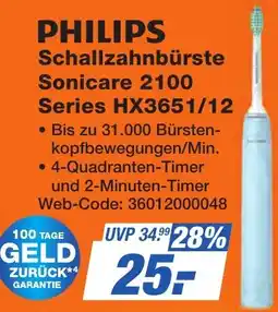 K+B Expert PHILIPS Schallzahnbürste Sonicare 2100 Series HX3651/12 Angebot