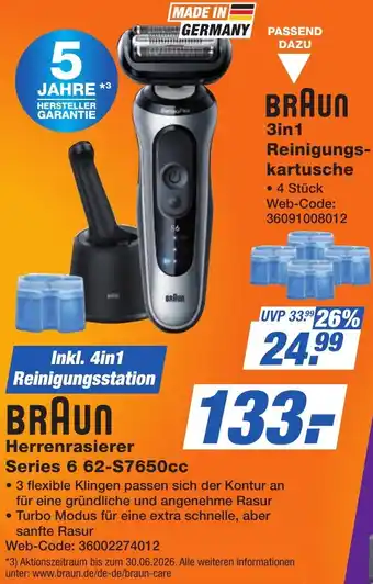 K+B Expert BRAUN Herrenrasierer Series 6 62-S7650cc Angebot
