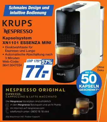 K+B Expert KRUPS NESPRESSO Kapselsystem XN1101 ESSENZA MINI Angebot