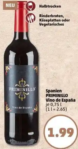 PENNY Spanien PRIMINILLO Vino de España Angebot