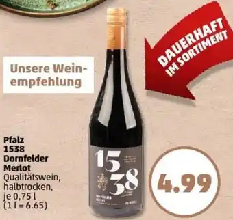 PENNY Pfalz 1538 Dornfelder Merlot Angebot
