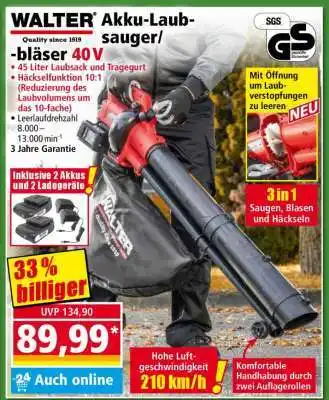 Norma WALTER Akku-Laubsauger/-bläser 40 V Angebot