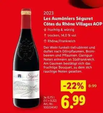 Lidl Les Aumôniers Séguret Côtes du Rhône Villages AOP Angebot