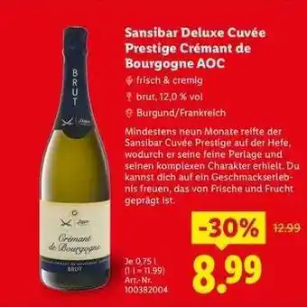 Lidl Sansibar Deluxe Cuvée Prestige Crémant de Bourgogne AOC Angebot