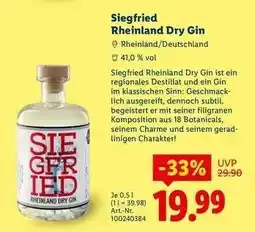 Lidl Siegfried Rheinland Dry Gin Angebot