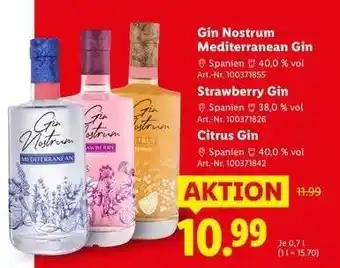 Lidl Gin Nostrum Mediterranean Gin Angebot