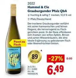 Lidl Hammel & Cie Grauburgunder Pfalz QbA Angebot