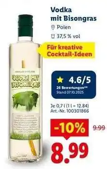 Lidl Vodka mit Bisongras Angebot