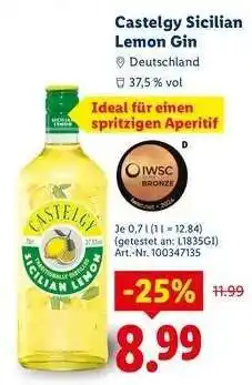 Lidl Castelgy Sicilian Lemon Gin Angebot
