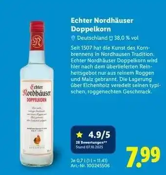 Lidl Echter Nordhäuser Doppelkorn Angebot