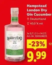 Lidl Hampstead London Dry Gin Cucumber Angebot