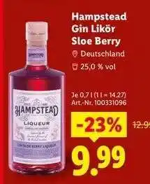Lidl Hampstead Gin Likör Sloe Berry Angebot