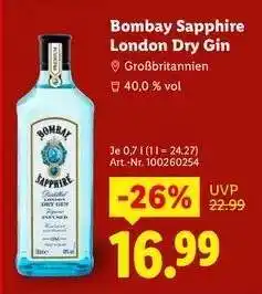 Lidl Bombay Sapphire London Dry Gin Angebot