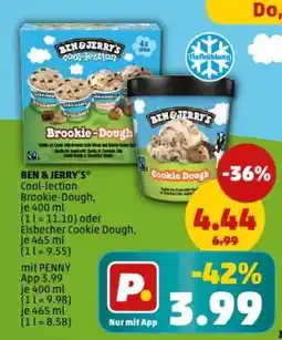 PENNY BEN & JERRY'S Cool-lection Brookie-Dough, je 400 ml oder Eisbecher Cookie Dough, je 465 ml Angebot