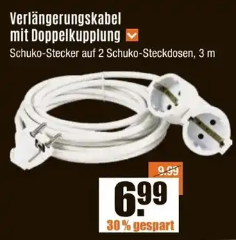 V Baumarkt REV Verlängerungskabel mit Doppelkupplung Angebot