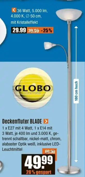 V Baumarkt GLOBO Deckenfluter BLADE Angebot