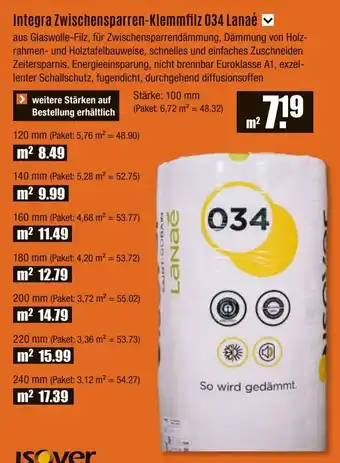 V Baumarkt Integra Zwischensparren-Klemmfilz 034 Lanaé 120 mm Angebot