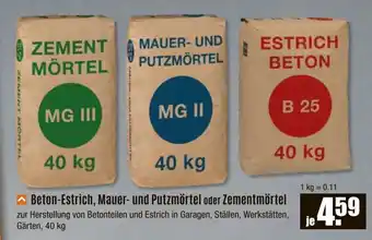 V Baumarkt Beton-Estrich, Mauer- und Putzmörtel oder Zementmörtel Angebot
