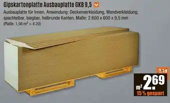 V Baumarkt Gipskartonplatte Ausbauplatte GKB 9,5 Angebot